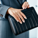 **

"A professional businesswoman in a modest business suit is holding a sleek, silver Rimowa card wallet with the signature groove design. She is standing in a modern, minimalist office space with soft, natural lighting. The focus is on the card wallet and her confident demeanor. Fully clothed, appropriate attire, safe for work, perfect anatomy, natural proportions, professional photography, high quality."

**