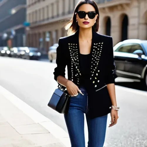 Home 21 발렌티노 락스터드와 생로랑 모노그램 지갑 비교 - **Prompt for Valentino Rockstud Wallet:**
"A stylish woman in her early 30s confidently holding ...